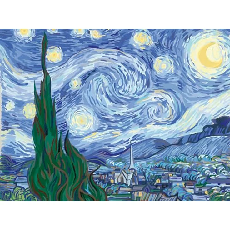 Ravensburger Malen nach Zahlen CreArt, Leinwand ART Collection: Sternennacht (Van Gogh), Made in Europe, FSC® - schützt Wald - weltweit, hochwertige Leinwand für Erwachsene, Acrylfarben, 40 cm x 30 cm – Bild 2