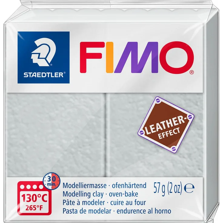 FIMO Modelliermasse Leder-Effect, 57 g, Bastelmaterial für Schmuckanhänger und Figuren, lederähnliche Optik nach dem Aushärten