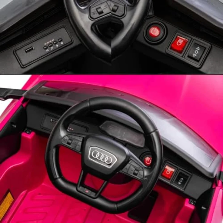 Vrooomy Audi SQ8 e-Tron Kinder Elektroauto 12V mit Fernbedienung, für 1 bis 5 Jahre, rosa, mit Scheinwerfern, MP3-Player und Soft-Start-Funktion – Bild 9