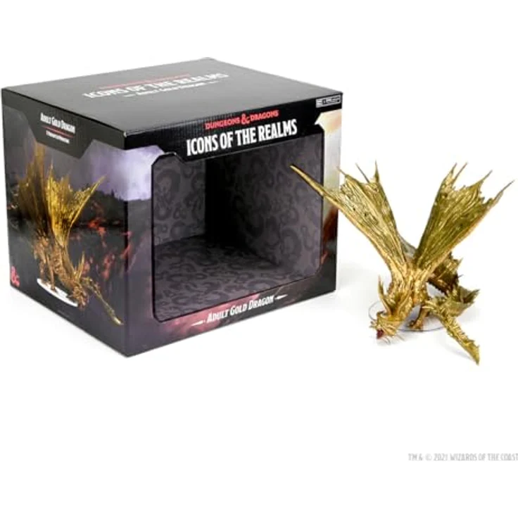 WizKids D&D Icons of The Realms: Adult Gold Dragon Figur | DnD Miniaturen Halloween mit austauschbaren Köpfen – Bild 1