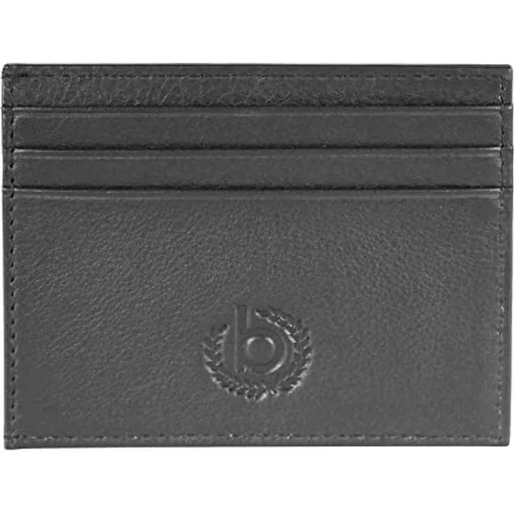 Bugatti Sempre Geldbörse, Kreditkartenhalter, echtes Leder, minimalistische Geldbörse für Damen und Herren, Schwarz , 10 cm