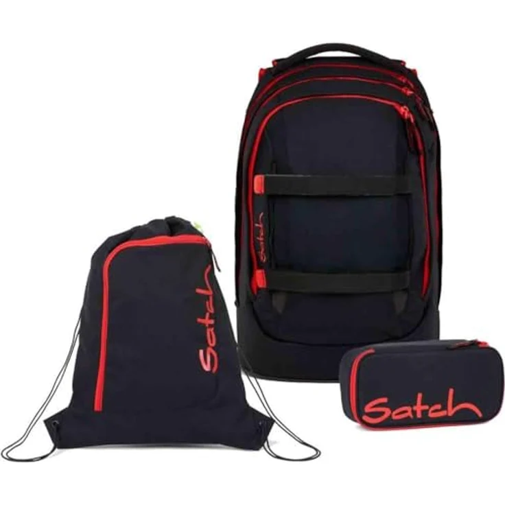 Satch Pack Schulrucksack Set 3tlg. mit Schlamperbox und Sportbeutel, 30 Liter Volumen, Fire Phantom – Bild 1