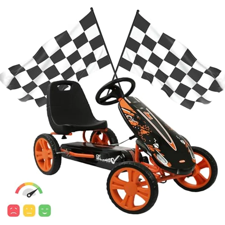 Hauck Gokart & Tretauto Speedster, verstellbarer Schalensitz für 4-8 Jahre, orange, max. 50 kg Belastbarkeit, große Räder für jedes Gelände – Bild 7