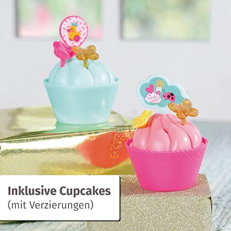 BABY Born Zapf Creation 834152 Deluxe Geburtstag 43cm-Puppenzubehör Puppenkleidung Set bestehend aus Kleid, Schuhen, Papierkrone und Törtchen, rosa türkis – Bild 4