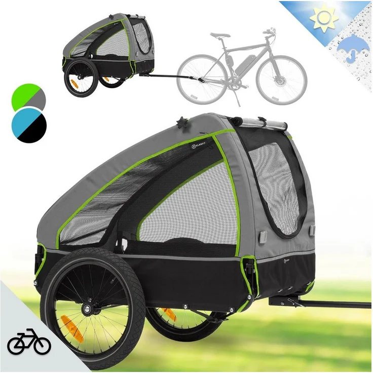 KLARFIT Fahrradkinderanhänger Husky Fahrrad-Hundeanhänger, Hund Fahrradanhänger mit 250L Volumen, 45 kg Belastbarkeit, schwarz - Preisvergleich