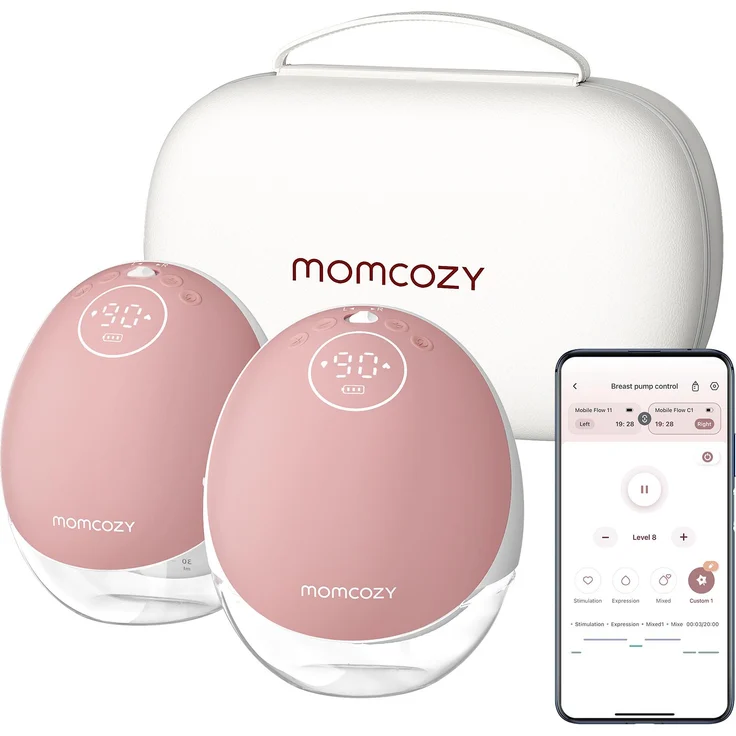 Momcozy Milchpumpe M9 Hands-Free, App-gesteuert mit 15 Saugstufen, Hochkapazitätsbatterie für 150 Minuten Pumpen