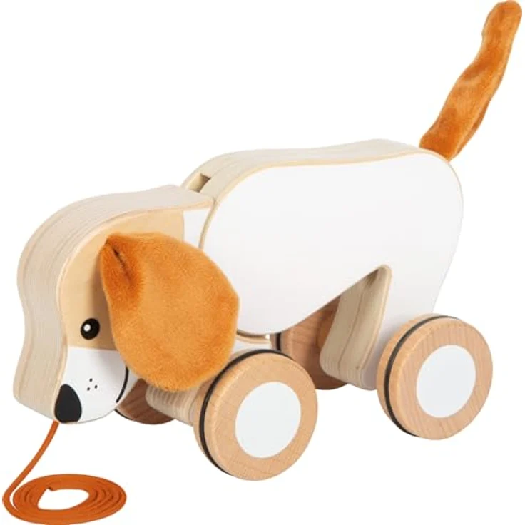 Small Foot - Wooden Sled Dog with Crinkly Ears, Schiebe- & Ziehspielzeug für Babys – Bild 4