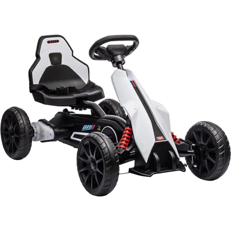 HOMCOM Elektro Gokart 12 V für Kinder, verstellbare Geschwindigkeiten 3-5 km/h, Sicherheitsgurt, für 3-8 Jahre, Weiß – Bild 1