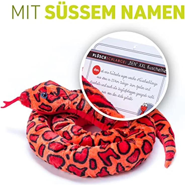 Home-Flair Plüschtier Schlange, 250 cm Zugluftstopper in Rot, sehr weich und hochwertig verarbeitet – Bild 5