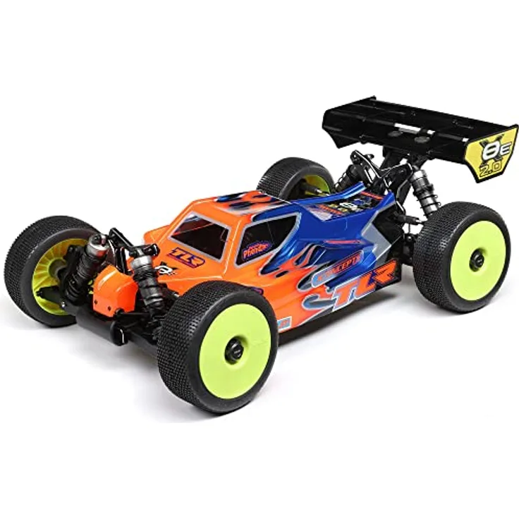 TEAM LOSI RACING 1/8 8IGHT-X/E 2.0 Combo 4X4 Nitro/Electric Race Buggy Kit, mit Center Diff Setup und aktualisiertem Elektronikfach, in neonblauer Farbe