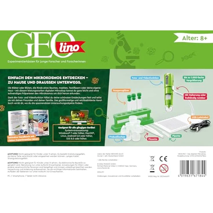 FRANZIS 67184 - GEOLINO Das digitale Mikroskop - 1.000-fache Vergrößerung, kabellose Bildübertragung, inkl. Forscherbuch - Für Kinder ab 8 Jahren – Bild 2