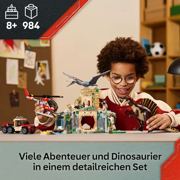 LEGO Jurassic World 76976, Spinosaurier & Quetzalcoatlus: Hubschrauber-Einsatz, 984 Teile, ab 8 Jahren, Maße 12x33x20 cm – Bild 2