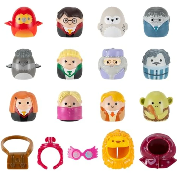 Squishmallows Harry Potter Mini-Squish Figurensatz, 17-Pack mit 12 Sammelfiguren, Zubehör und Ring-Anhänger – Bild 5