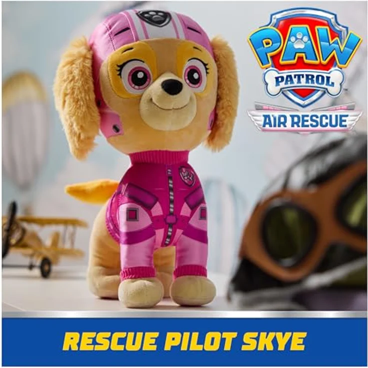Spin Master Psi-Patrouille: Air Rescue Plüsch-Maskottchen Skye, 12 Zoll, super weich, mit Air Rescue Flugjacke & Helm – Bild 3
