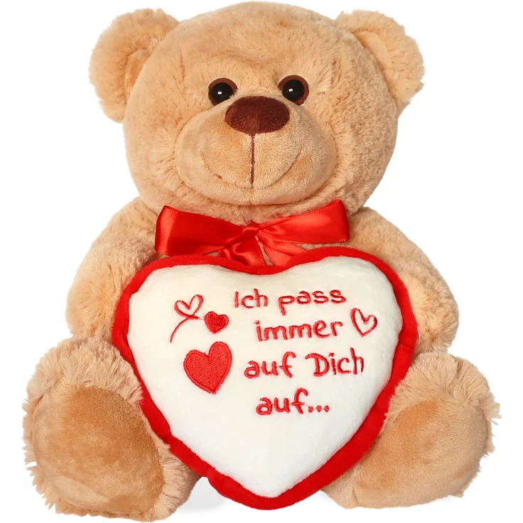 matches21 HOME & HOBBY Plüschfigur Teddybär mit Herz Ich pass auf Dich auf braun 25 cm (1-St) – Bild 1