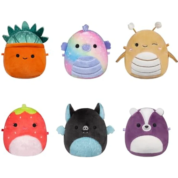 Squishmallows Micromallows SQMM0070 6er-Pack, superweiche Mini-Plüschfiguren, 6,5 cm, inklusive Greer, Emerald, Sloan, Oz, Scarlet und Aldous