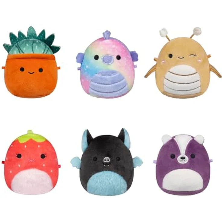 Squishmallows Micromallows SQMM0070 6er-Pack, superweiche Mini-Plüschfiguren, 6,5 cm, inklusive Greer, Emerald, Sloan, Oz, Scarlet und Aldous – Bild 1