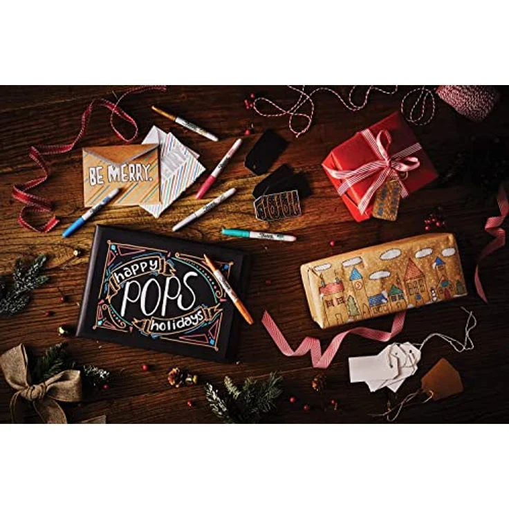 Sharpie Permanentmarker Metallic, 3er Set in Rubin, Smaragd und Saphir, wasserfeste Tinte, 1,4mm Rundspitze – Bild 8