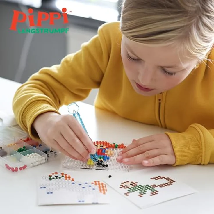 Pippi Langstrumpf Wasserperlen Kreativset, 1-tlg, Bastelperlen für Kinder, einfache Anwendung ohne Bügeln, Pippi-Favoriten gestalten – Bild 6