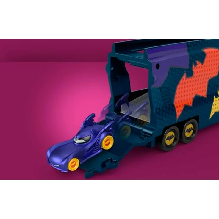 Hot Wheels Batwheels Spielzeug-Transporter mit Rampe und Die-Cast Batmobil, für 7 Fahrzeuge im Maßstab 1:55 – Bild 3