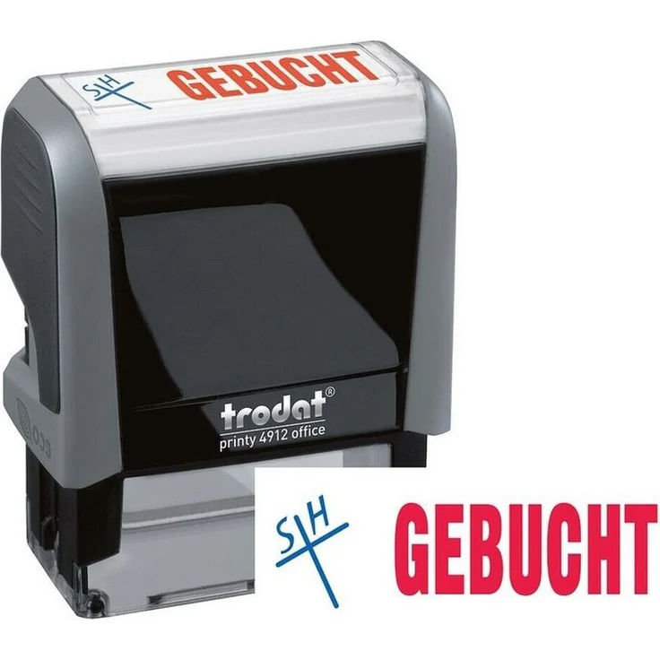 TRODAT Stempel Printy Office Printy 4912 Gebucht, selbstfärbend, dokumentenecht, blau/rot – Bild 1