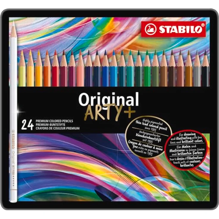 STABILO ARTY+, Premium-Buntstift 24er Metalletui mit 24 brillanten Farben, hohe Lichtechtheit und wasservermalbar – Bild 2