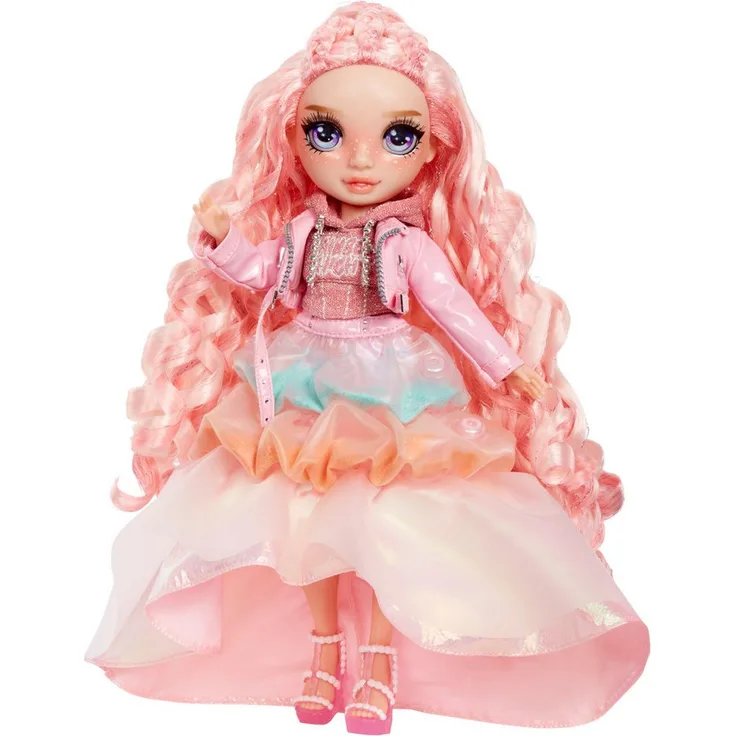 Rainbow High Anziehpuppe Winter Wonderland Doll - Bella (Pink) mit formbarem Schnee und Schneemann Bastelset