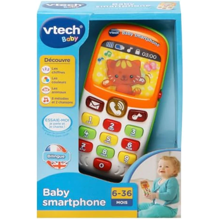 VTech Baby Smartphone bilingue, interaktives Musikspielzeug mit Lichteffekten und Hologramm, für Babys von 6–36 Monaten – Bild 3