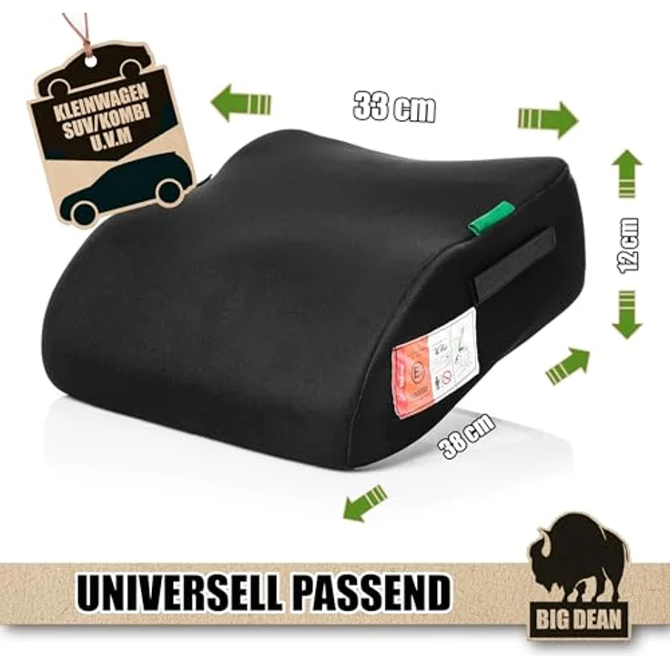 BigDean Kindersitzerhöhung i-Size Norm R129, Schwarz, geeignet für Kinder von 135 bis 150 cm (Packung, 1-tlg), 3-Punkt-Gurt-Befestigung – Bild 3