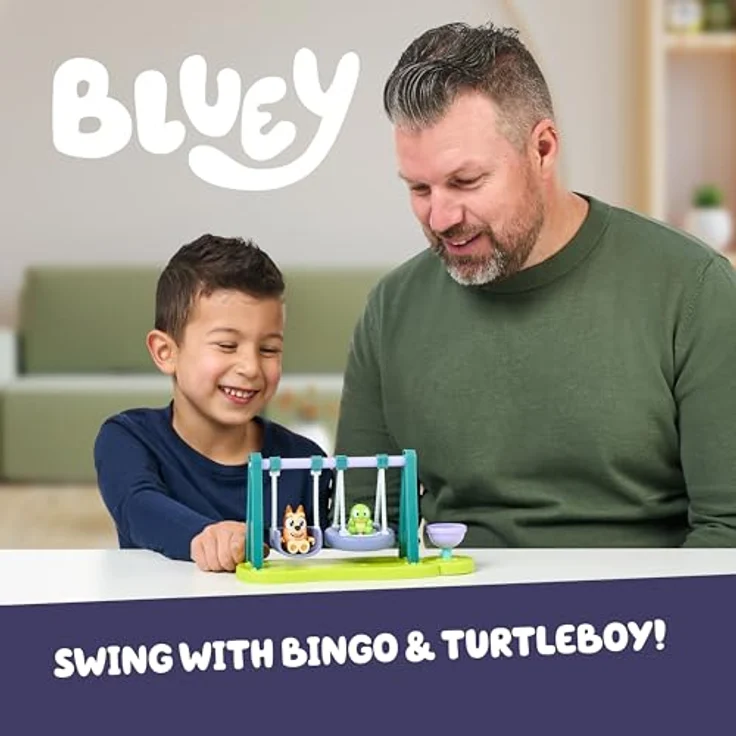 BlueY Mini-Spielset Schildkröten-Jungen-Spielplatz, mit beweglicher Bingo-Figur und Schaukeln, für kreative Abenteuer – Bild 3