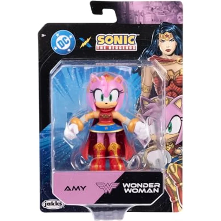 Sonic The Hedgehog DC x Sonic als Amy als Wonder Woman, 6 cm hochbewegliche Actionfigur, detailreich in Sammlerverpackung, lizenziert von Jakks Pacific – Bild 5