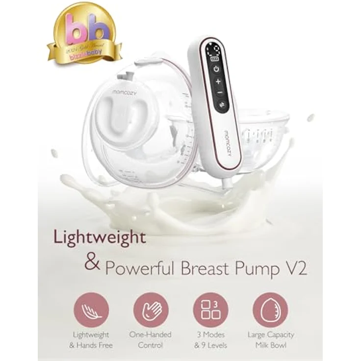 Momcozy V2, Ultraleichte Freihändige Milchpumpe mit 27 Pumpkombinationen, Geräuscharm und Schmerzfrei, Doppelpumpe mit 5 Flanschgrößen (17/19/21/24/27 mm) – Bild 3