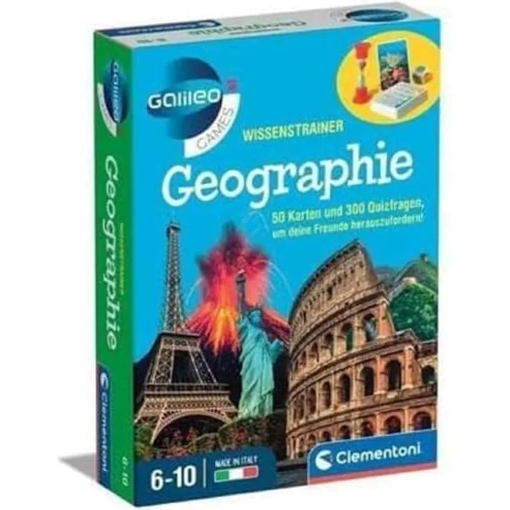 Clementoni Galileo Games WissensTrainer, interaktives Quiz-Spiel zur Geographie mit 50 Fragen für Kinder ab 6 Jahren
