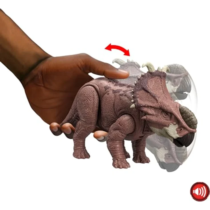 Mattel® Actionfigur Jurassic World Wild Roar Pachyrhinosaurus, mit Kopfstoßangriff und Brüllgeräusch, Bewegliche Gelenke und Nackenschild – Bild 5