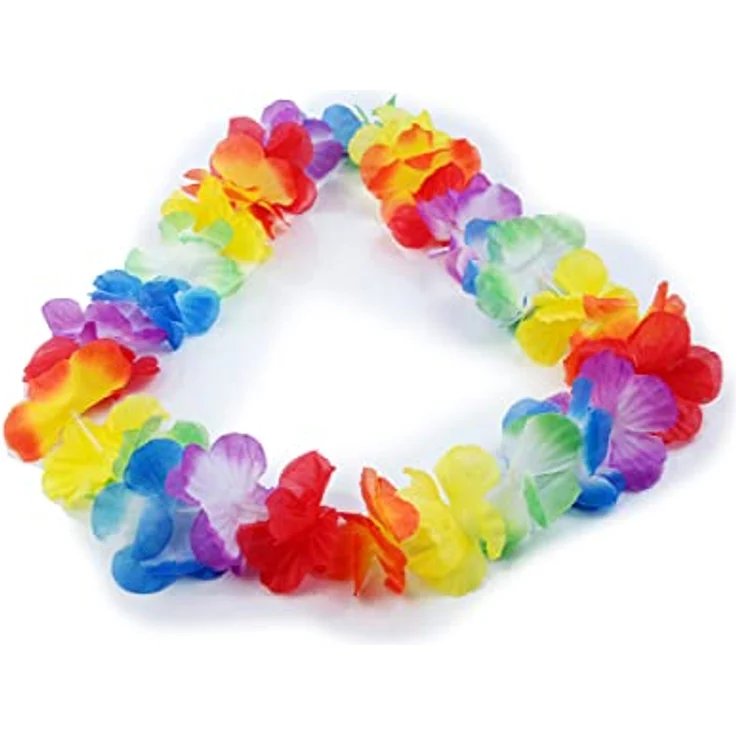 PartyDeco Hawaii Blumenkette 90cm, bunte Regenbogenkette aus Stoffblumen für Beachpartys und Sommerdekoration – Bild 2