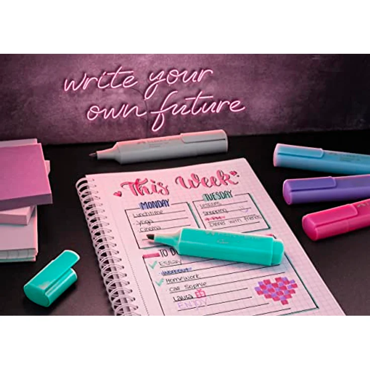 Faber-Castell 154681 - Textmarker Set TL 1546, 8er Etui, Pastell Farben, mit langlebiger Keilspitze, Strichbreite 1 - 5 mm – Bild 2