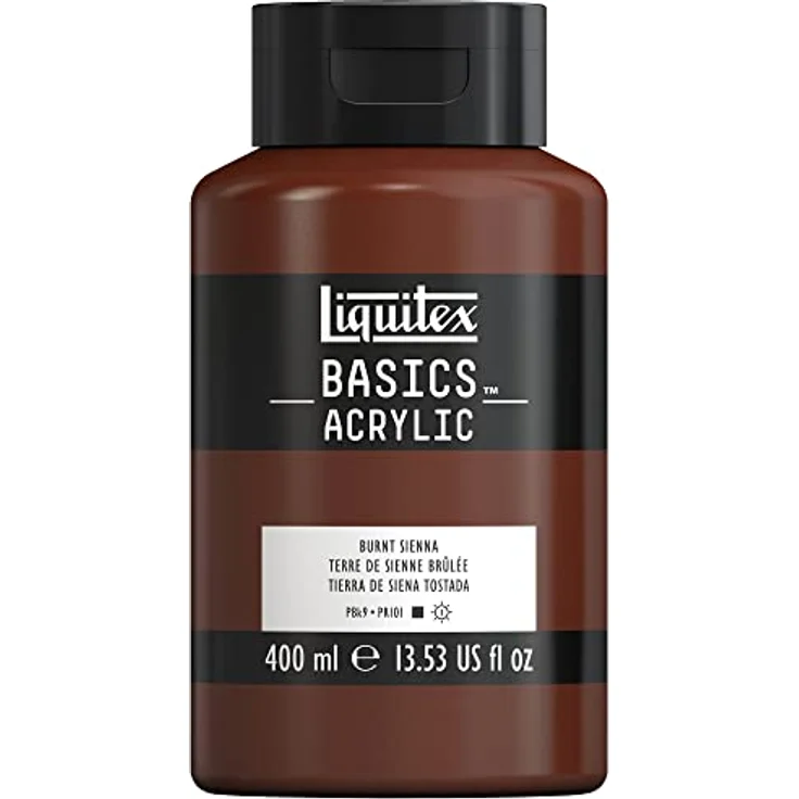 Liquitex Basics 8870332 Acrylfarbe, monopigmentierte Künstlerpigmente, lichtecht, mittlere Viskosität, seidenglänzender Finish, 400ml Flasche - Siena gebrannt – Bild 1