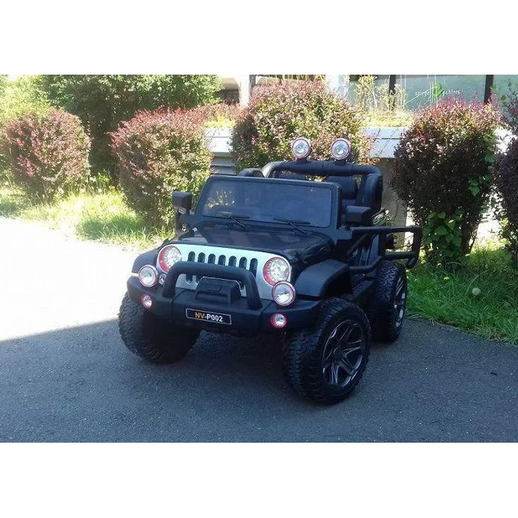 Business Navigator Elektrofahrzeug Jeep 12V, Doppelsitzer für 2 Kinder, schwarz, 2x 45W Motoren, mit Fernbedienung und MP3-Funktion
