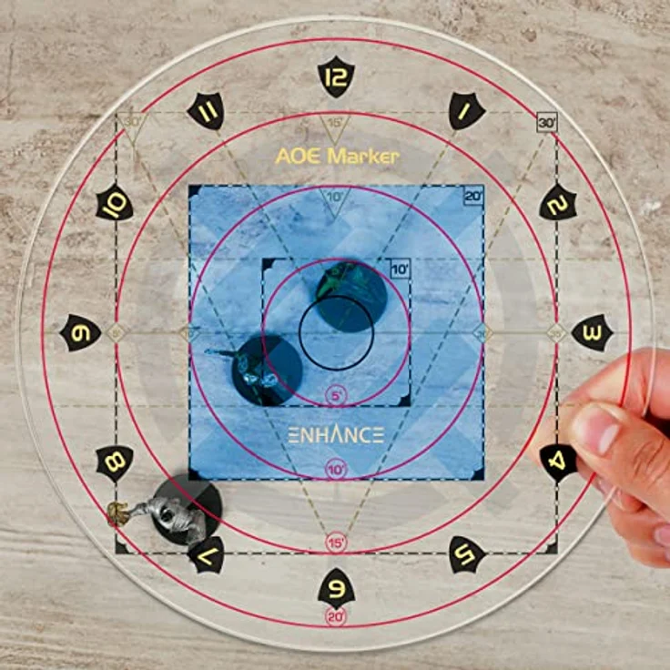 ENHANCE Spell AOE Damage Marker, Zaubervorlage für D&D mit 1-Zoll-Skala, klar acryl, robust und ideal für Gitter- und gitterlose Schlachtmatten – Bild 5