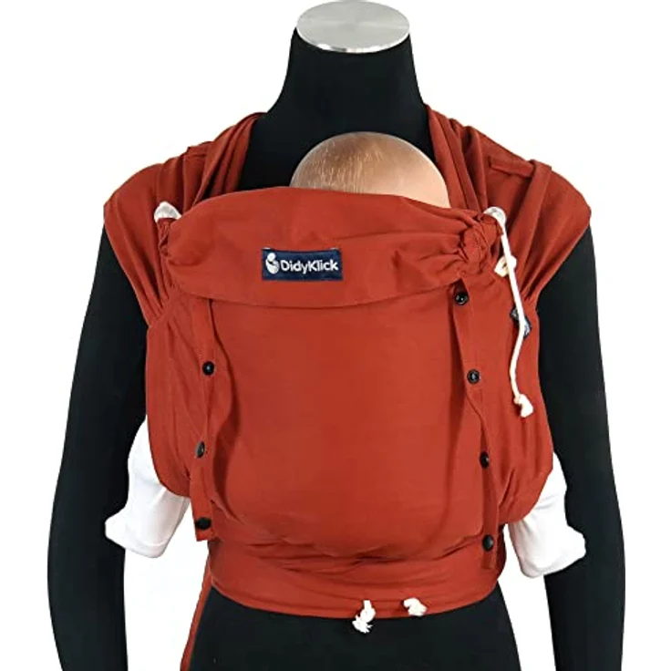 Didymos DidyKlick 4u, Babytrage Half-Buckle in Rusty Red, ergonomische Tragehilfe mit verstellbarem Bauchgurt und Kopfstütze, aus kbA-Baumwolle – Bild 4