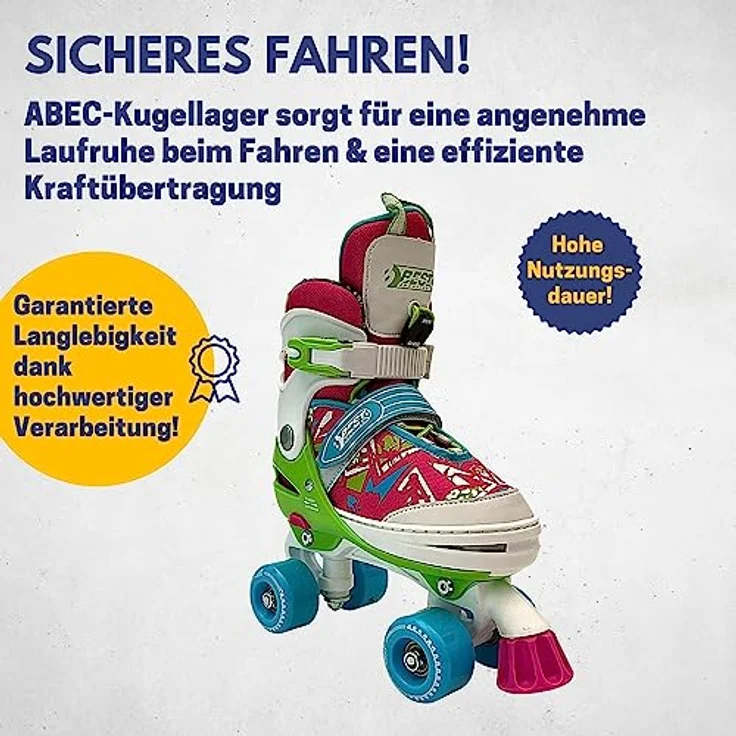 Best Sporting Rollschuhe Kinder I Rollschuhe größenverstellbar I robuste Inliner für Jugendliche mit Bremse I pink I Rollerskates Schuhe Kinder I Inliner mit 4 Rollen – Bild 4