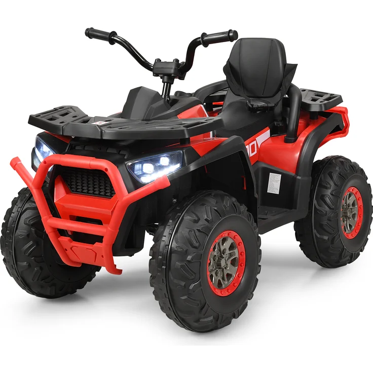 DREAMADE Elektro-ATV für Kinder, 12-V-Akku, breiter Sitz, LED-Scheinwerfer & MP3-Player, Rot