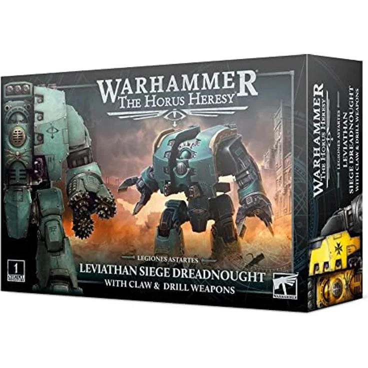 Games Workshop Warhammer The Horus Heresy Leviathan Dreadnought mit Krallen/Bohrern, 153 Kunststoffkomponenten, anpassbare Posen, inklusive 80 mm Citadel-Rundbasis und Transferblatt für Sons of Horus und Imperial Fists – Bild 1