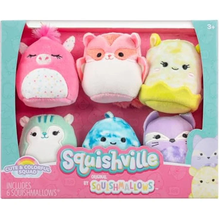 Squishville SQM0507-6er Pack Farbenfroh Squad, superweiche Mini-Squishmallows, 5cm Plüschfiguren – Bild 2