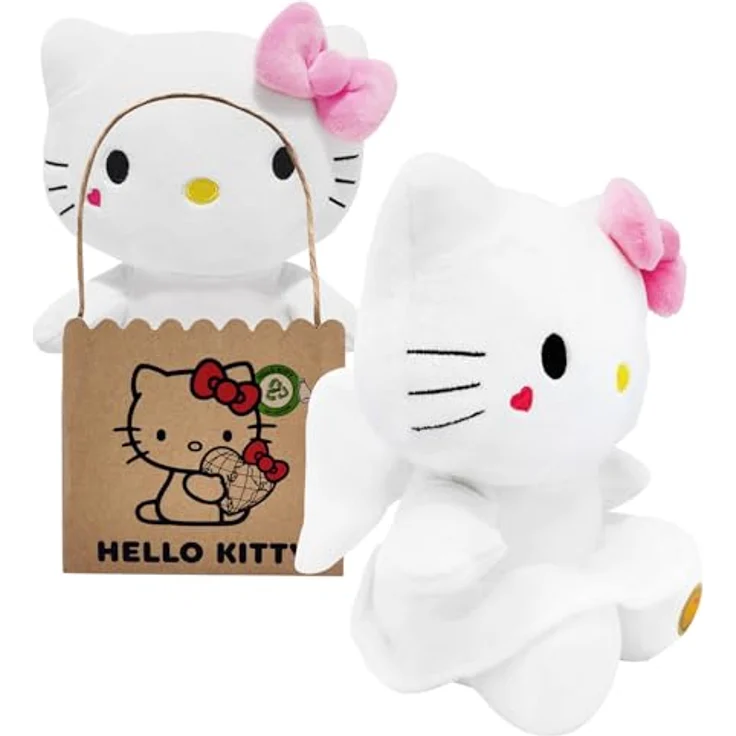 Joy Toy Hello Kitty Engel Plüsch, 24 cm, mit Engelsflügeln, Weiß/Pink, in Kartontäschchen – Bild 1