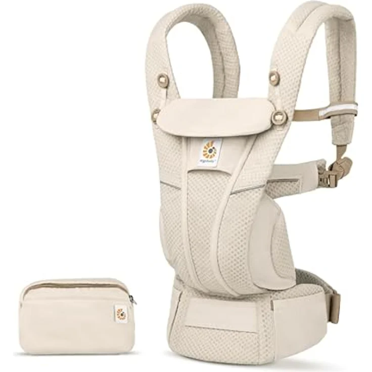 Ergobaby Omni Breeze Babytrage für Neugeborene ab Geburt bis 20kg, 4 Positionen SoftFlex Mesh Ergonomische Babybauchtrage Rückentrage Baby-Tragetasche (Natural Beige) – Bild 4