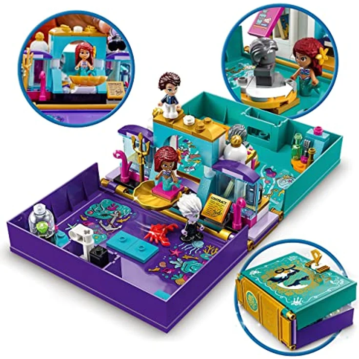 LEGO 43213 Disney Prinzessin Die kleine Meerjungfrau Märchenbuch Spielzeug zum Bauen für Kinder, Mädchen und Jungen ab 5 Jahren mit Arielle und Prinz Erik Mikro-Puppen, 2023 Film – Bild 3