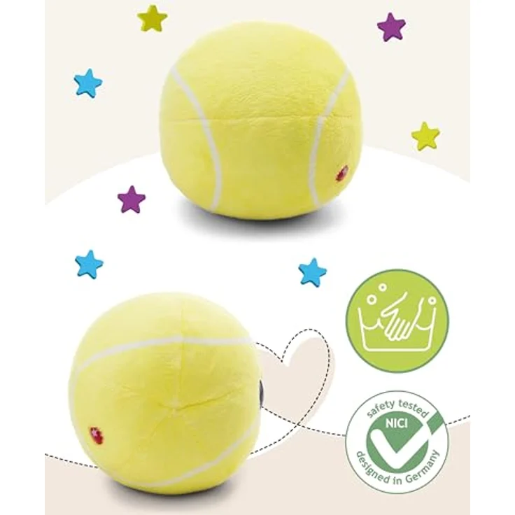 NICI GLUBSCHIS Tennisball Dennis, 13 cm Kuscheltier mit weichem Plüsch und Glitzeraugen, gelb, ideal zum Kuscheln und Spielen für Kinder & Erwachsene, perfekte Geschenkidee – Bild 3
