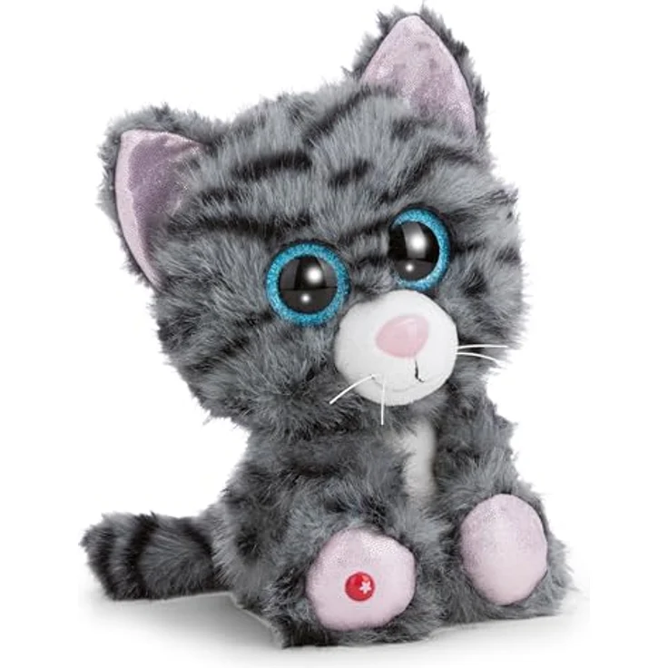NICI Kuscheltier GLUBSCHIS Katze Nomelia, getigert, 25cm, grau, aus weichem Plüsch mit Glitzeraugen, ideales Geschenk für Kinder und Erwachsene – Bild 1
