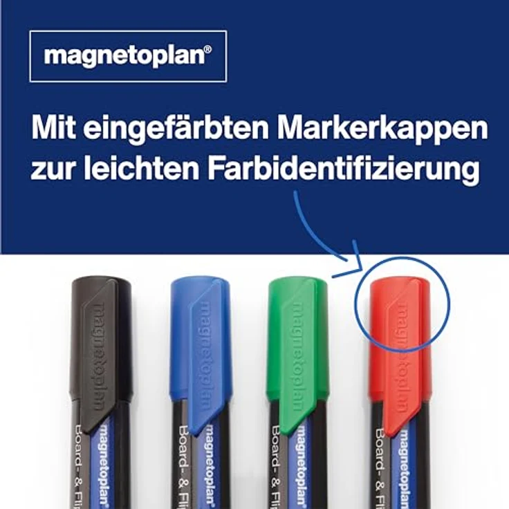 magnetoplan® Whiteboard Marker magnetoplan Pro+ 12281, Set mit Schwarz, Blau, Rot, Grün, Rundspitze 1,5-3 mm, geeignet für Whiteboards und Flipchart-Papier – Bild 6